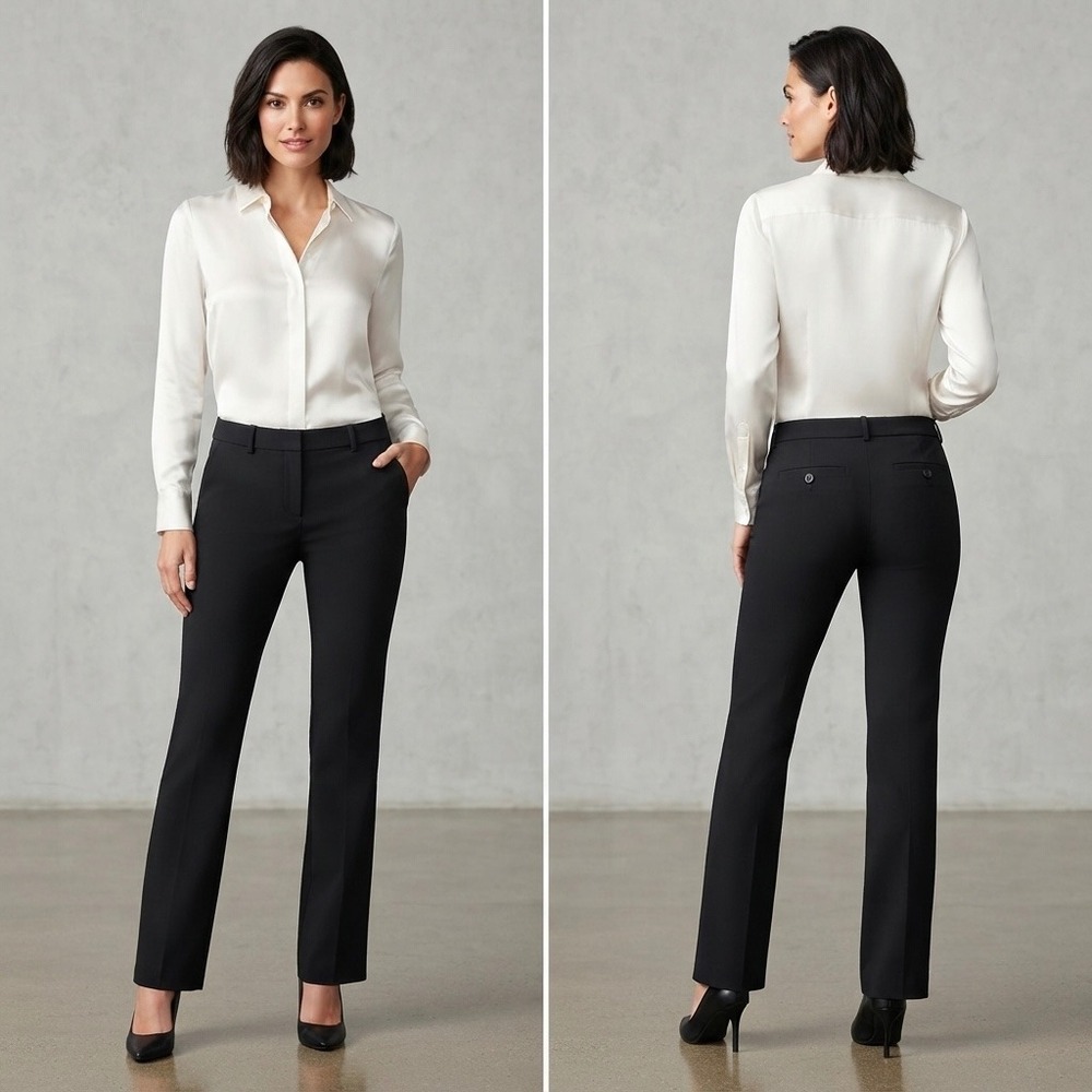 Theory Womens 6  Black Wool Blend Wide Leg Dress Pants Trousers 31x34 USA‎ Made